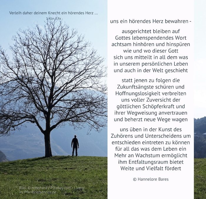 Uns ein hörendes Herz bewahren